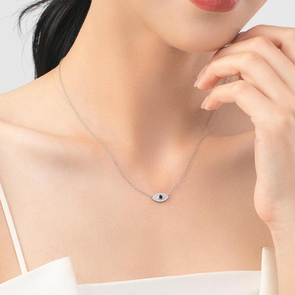 MODIAN 925 Sterling Silver Mysterious Blue Eyes Pendant Necklace Clavicle Chain Link For Women Party Fine Jewelry Birthday Gift