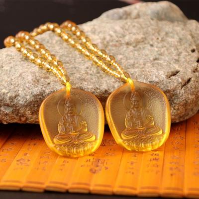 Handgemachte Halskette Nepal buddhistische Mala Steinperlen Buddha Statue Anhänger Halskette Statement Buddha Glücksamulett Anhänger Halskette