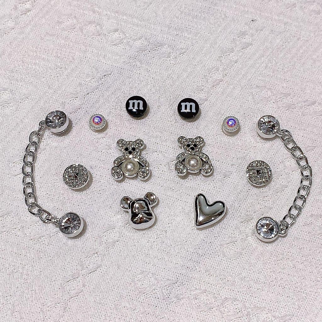 Fibbia a Catena con Orsetto Abbraccio e Strass per Scarpe con Foro Accessori Fai da Te