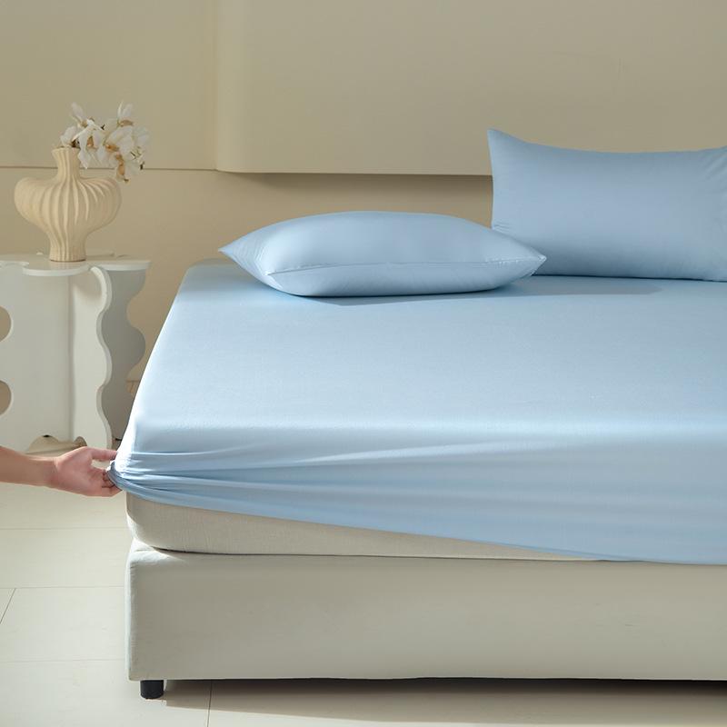 A-Class Sateen Cotton Fitted Sheet Set - Stylish Solid Color, Non-Slip Mattress Protector Cover (3 Pieces)
