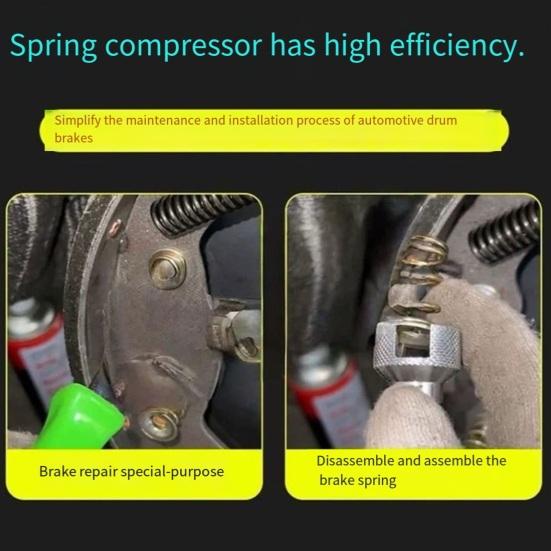 Alloy Steel Drum Brake Spring Tool Professional Brake Shoe Spring Compressor & Adjuster with Non-Slip Handle, Caliper Brake Tool for Auto Repair