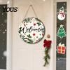 Rustic Christmas Wall Art Hanging Sign, Round Wooden Welcome Cute Dog Gingerbread Retro Holiday Wood Plaque Man Sign for Front Door Porch Decor