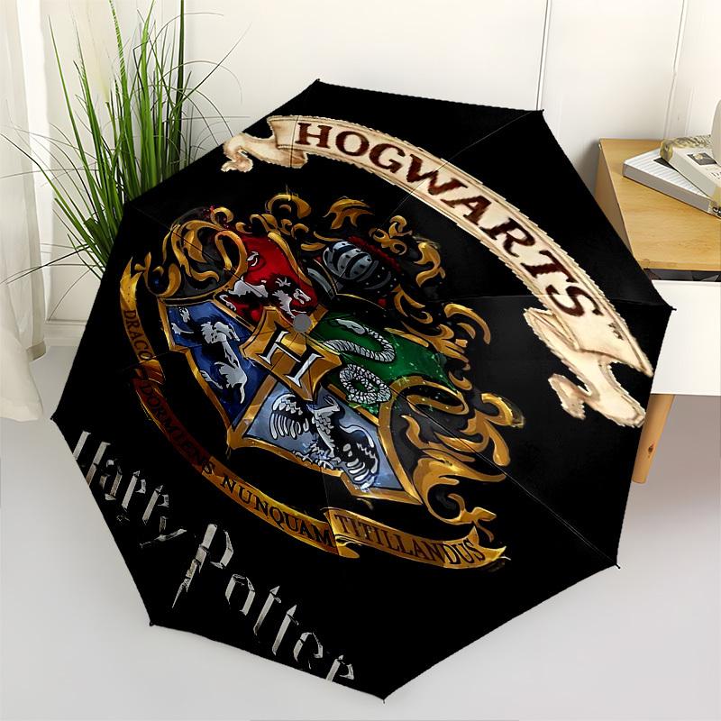 1pc Hogwarts Harry Potter Automatic Folding Umbrella - Compact 8-Rib Design, Durable Plastic & Iron1482L