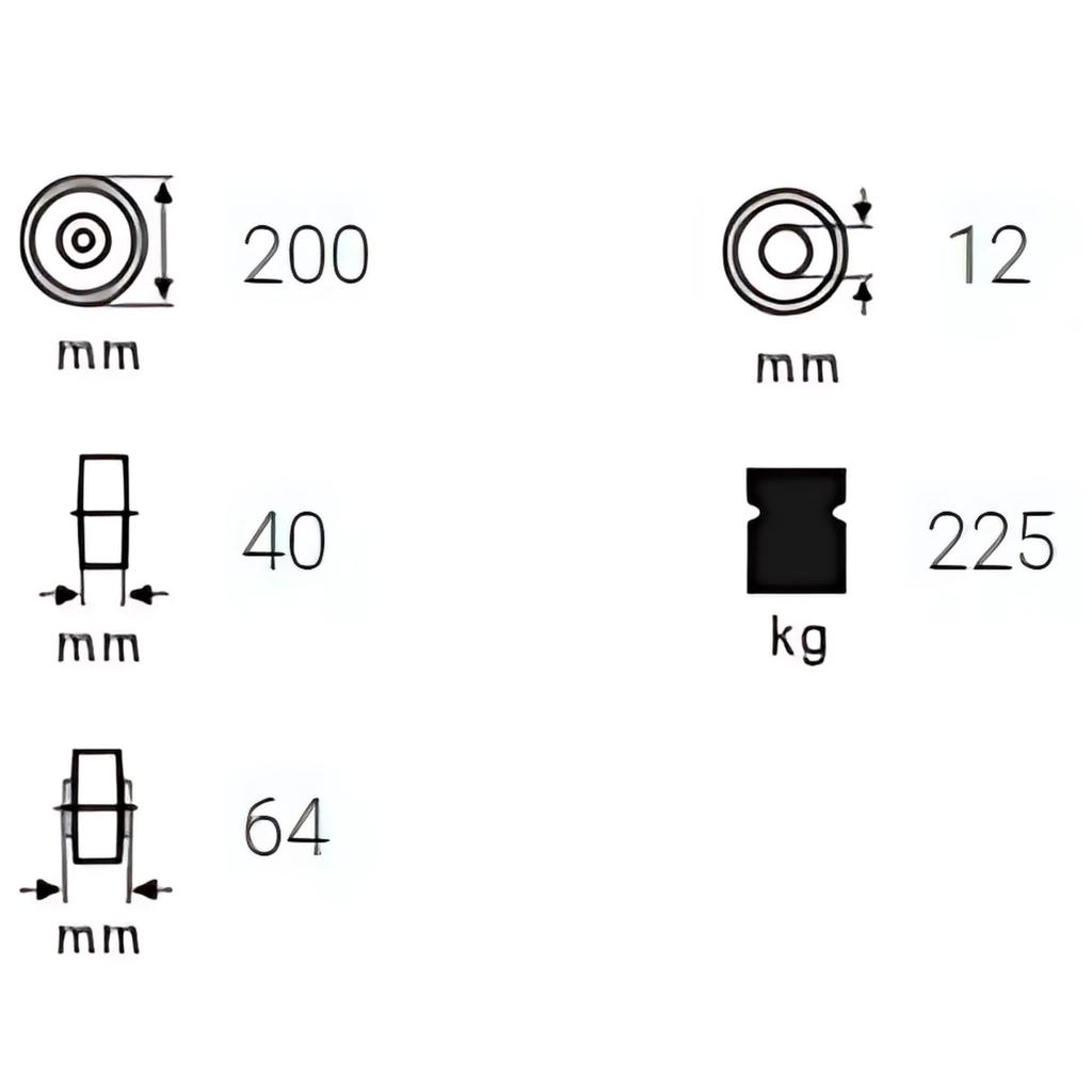 Replacement Wheel for the 200mm 225kg WPPE 2003 Ecoforma Trolley Set