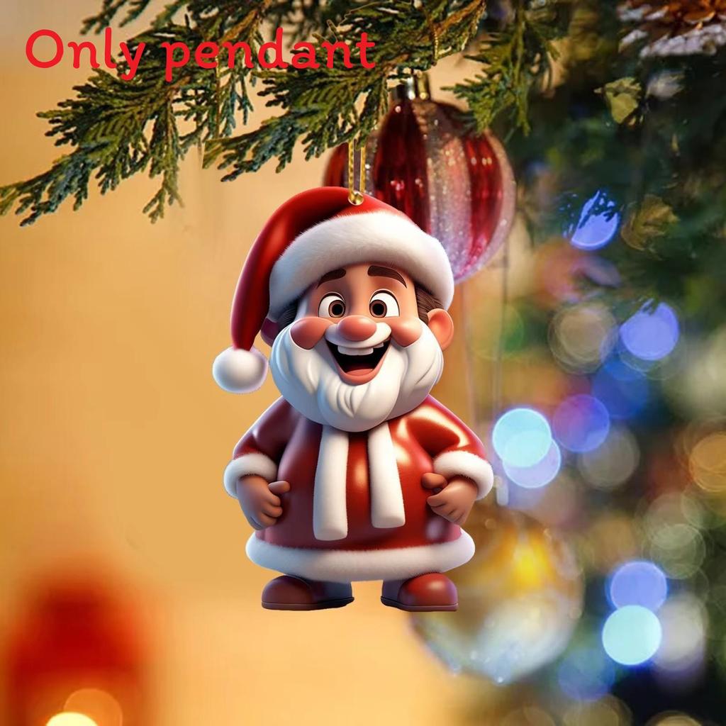 Cartoon Santa Cute Claus Pattern Acrylic Pendant For Christmas Decoration