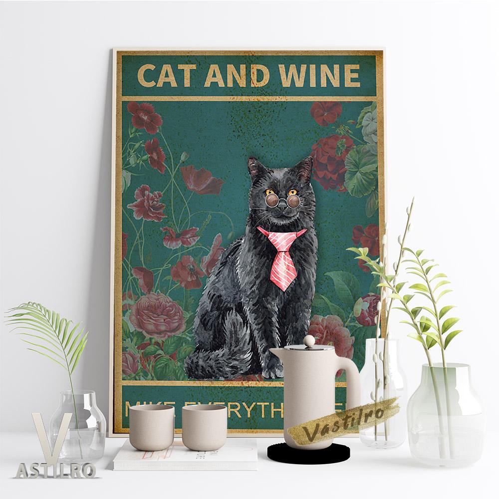 Vintage Wall Art Print Custom Cat Poster Cute Animal Portrait Oil Painting Cat Lover Gift Wallpaper