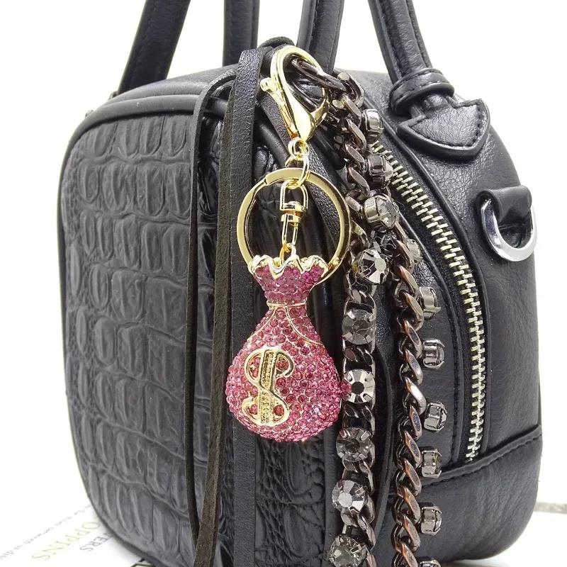 3D Dollar Bag Shaped Women's Bag  Accessories Rhinestone Key Chain Fashion Pendants Party Favors Car Keys Decoration Accessory