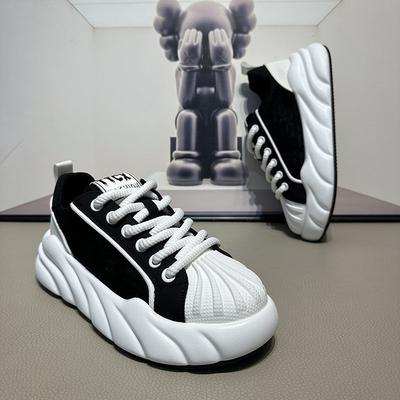 Trendy Thick Bottom Leather Sneakers Spring Autumn Men Versatile Wear-resistant Running Shoe Outdoor Non Slip Hiking Sport Shoes