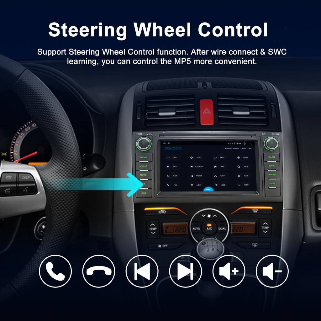 REAKOSOUND Autoradio 7'' Touchscreen Carplay für Toyota auris 2 Din Auto-Multimedia mit Bluetooth Video Autoradio Radioempfänger