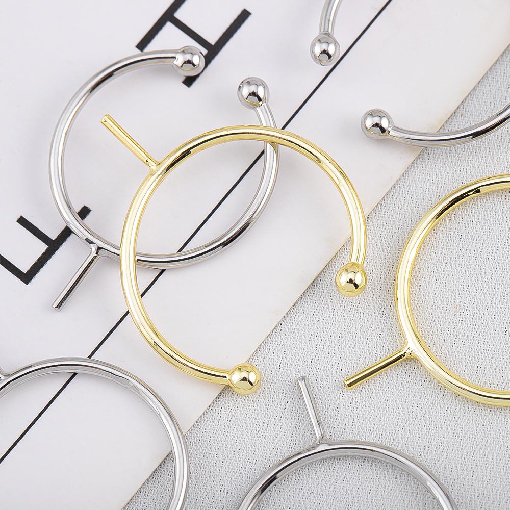 14K Plated Blank Ring Setings Fit Sticky Pearl Ring DIY With Pin Needle Holder Adjustable Live Ring Base Empty Holder Accessorie