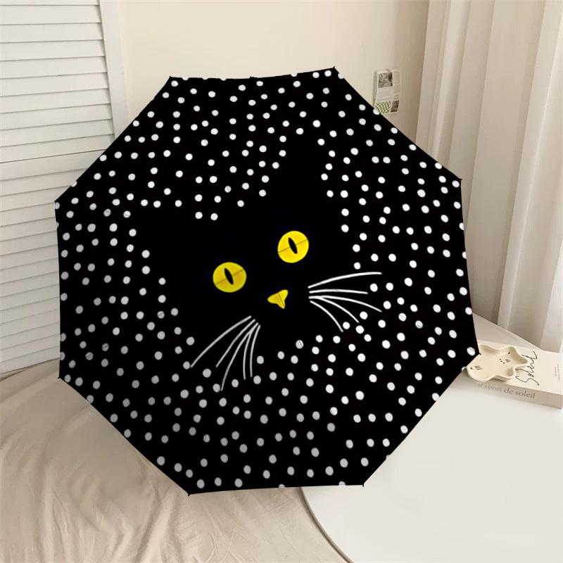 

1PC cat polka dots Umbrella-8-Rib Reinforced, Automatic Open, Lightweight & Durable, Cute Fashion Accessory for Outdoor-W171