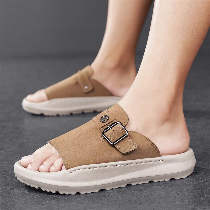 Fashion CYYTL Mens Slippers Casual Summer Shoes Beach Sandals Outdoor Slides Leather Walking Comfort Lightweight Luxury Designer Fashion