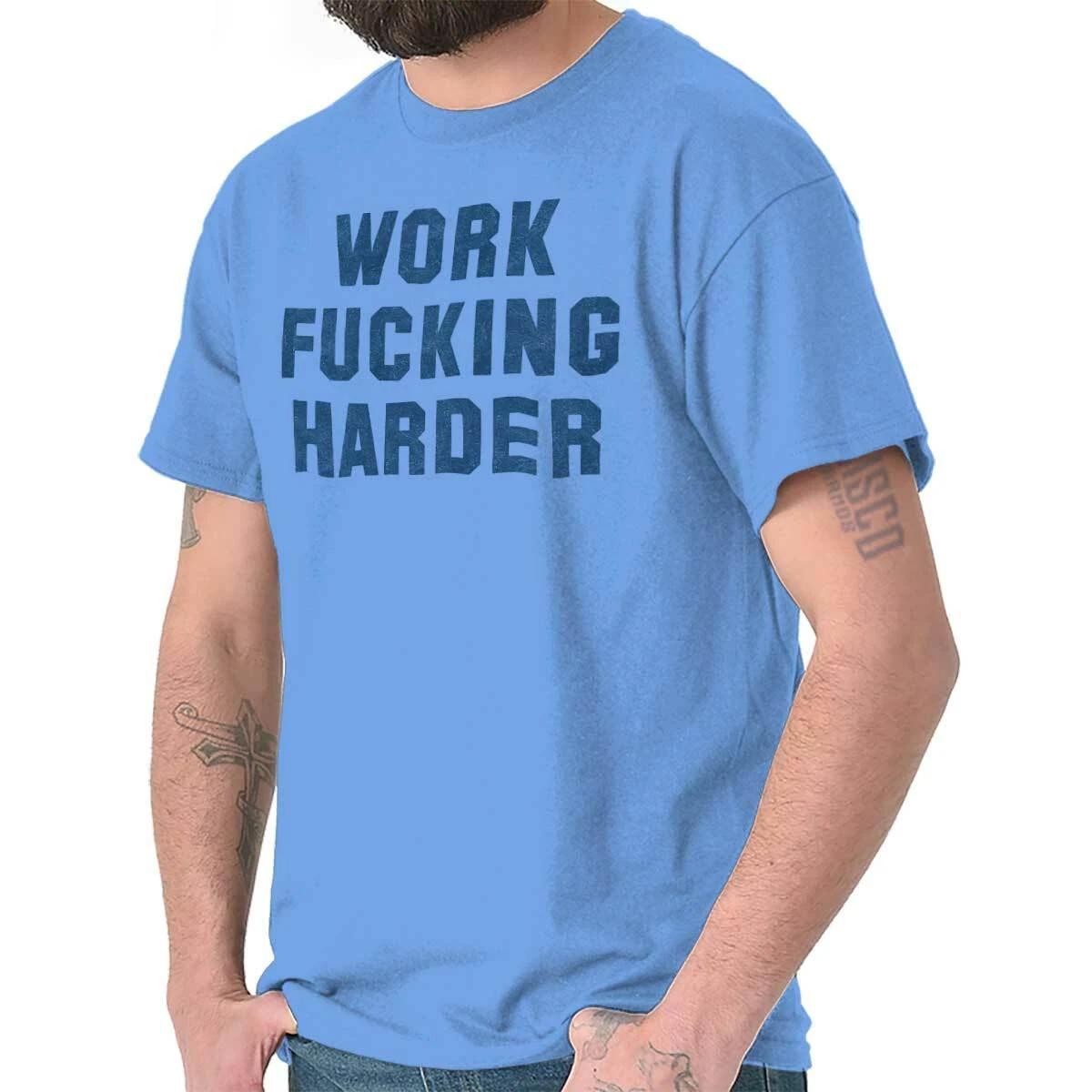 Work Harder Hustle Gym Fitness Motivation Womens or Mens Crewneck T Shirt Tee XXL