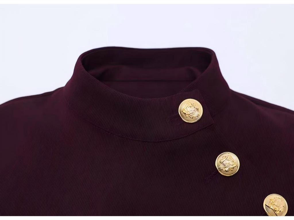 Elegant Two-Piece Shawl Cape & Coat with Belt and Buttons - Fashionable Dress Style