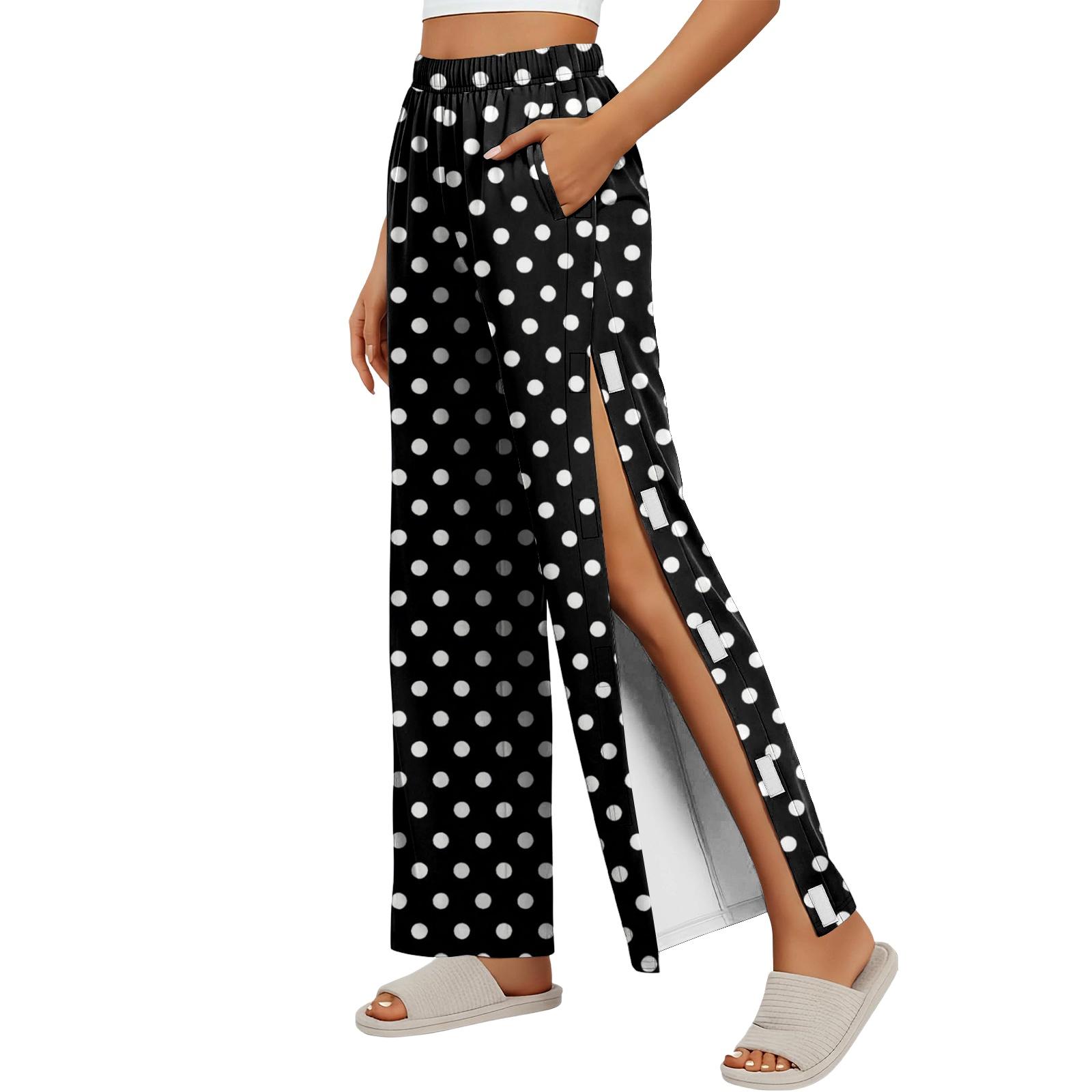 

Women s Fashion Side Velcro Closure Easy Open Post Surgery Recovery Care Long Pants with No Pockets Comfortable Fit Soft Fabric XL чёрный