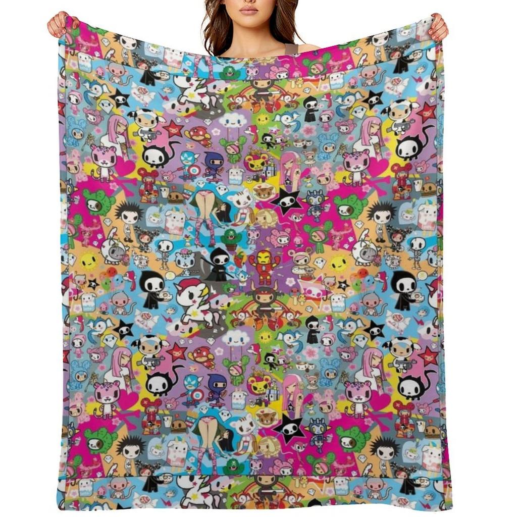 donutella and his friends unicorns mofia collaboration cartoonss,anime Chibi Throw Blanket Luxury Designer Blankets