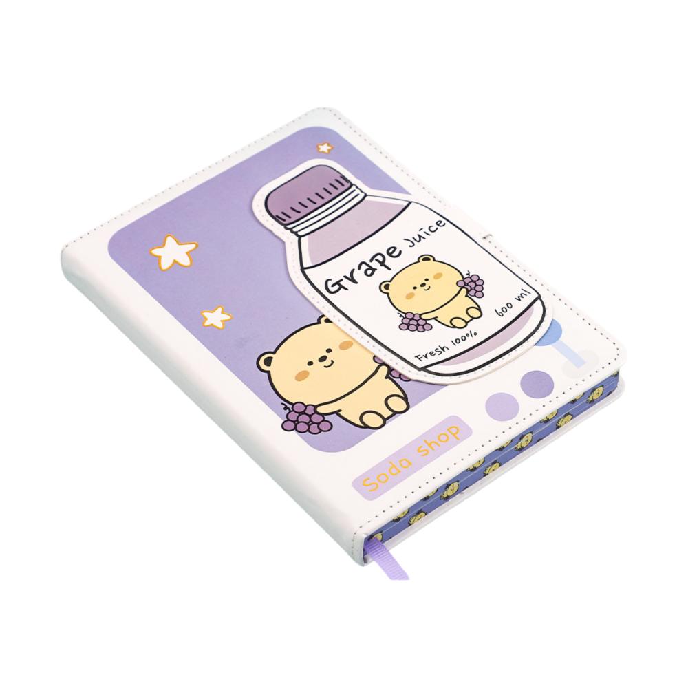 

224 Pages Student Notebook Macaron Color PU Leather Notepad B6 Magnetic Notebook Office Supplies фіолетовий