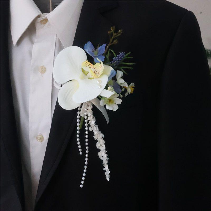 

Корейская свадебная орхидея бутоньерка: Высококлассный стиль лесной феи для жениха и невесты