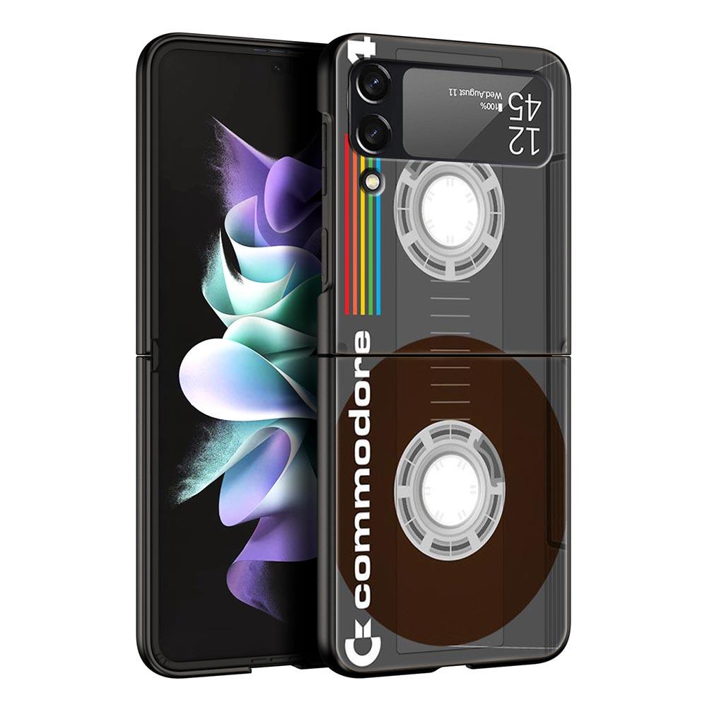 Z Flip 4 Phone Case for Samsung Galaxy Z Flip 3 5G ZFlip3 Flip3 Zflip Flip4 Black Hard Cover Vintage Tape Camera Gameboy Shell
