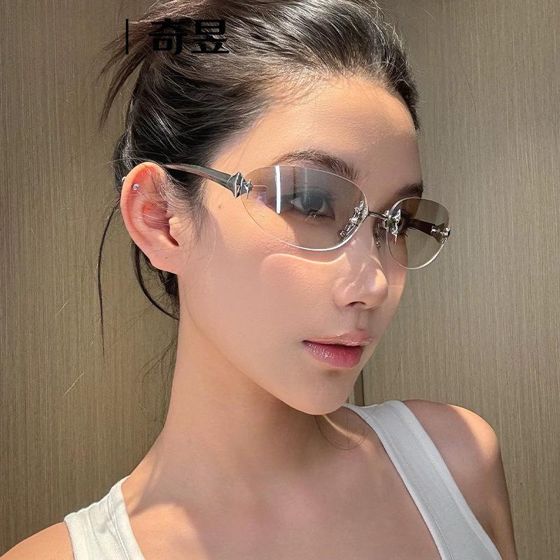Frameless Star Sunglasses Y2k Ladies Vintage Trimmed Metal Sunglasses