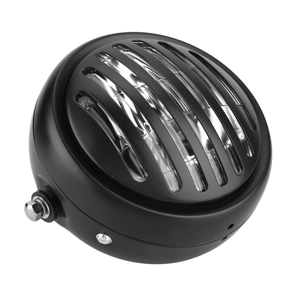   Motorcycle Retro Black   Grill Cover Hdlamp Front Hdlight Yellow Lens
