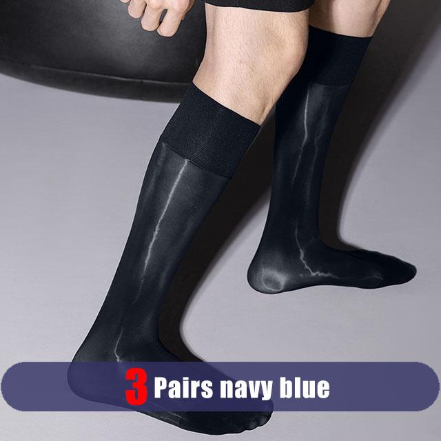 3 páry Pánské dlouhé ponožky Hedvábné Business Jednobarevné Tenké Nylonové Lehké Prodyšné Měkké Elastické Pod koleno Lýtko Formální oblečení Posádkové Společenské ponožky