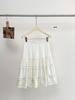 Korean Style A-Line Midi Skirt: Layered Wood Ear Edge, High-Waisted, White Princess Design for Petite Figures - Spring/Summer Fashion