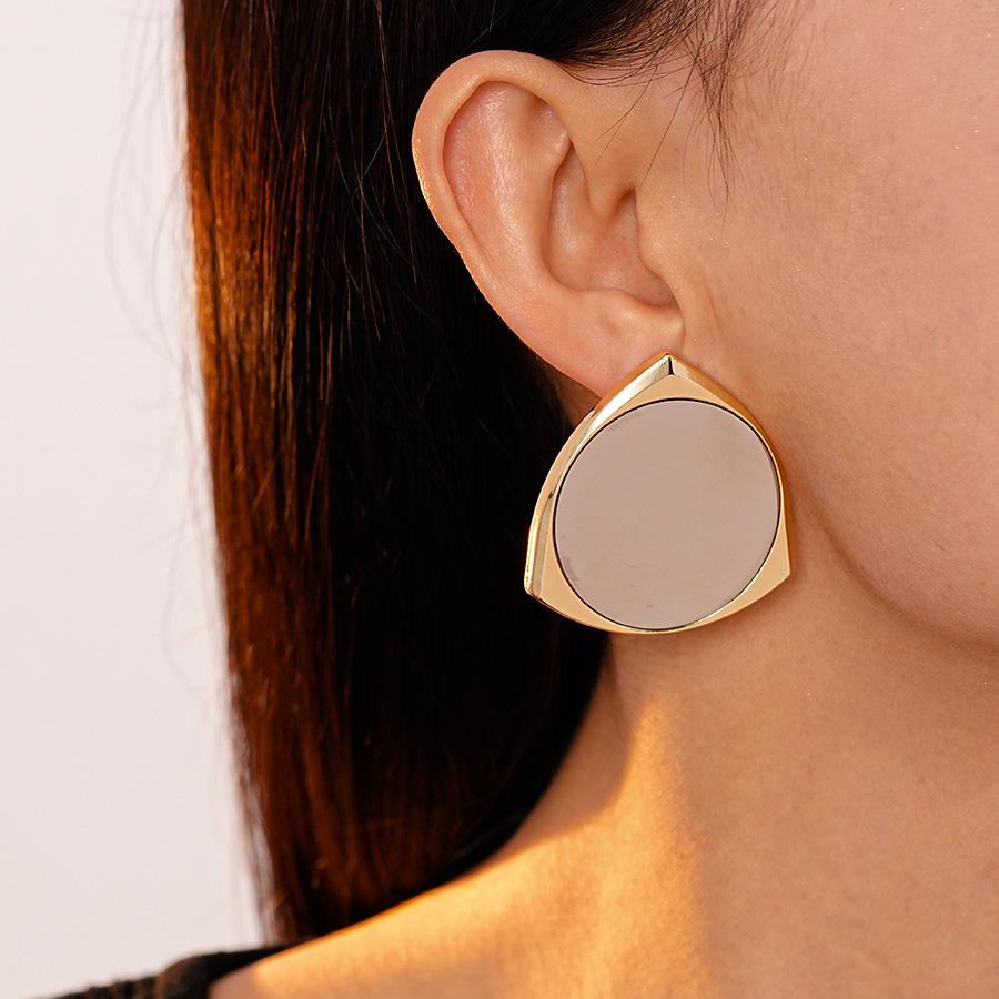 Gold-Plated Geometric Silver Needle Stud Earrings for Women