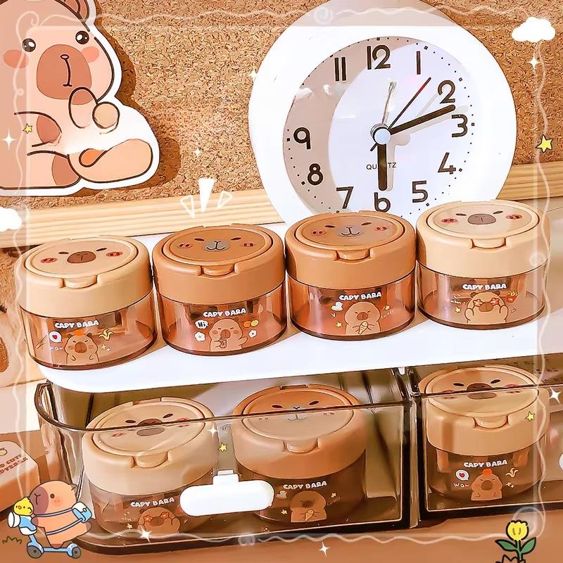 1Pc Cute Cartoon Capybara Double-hole Pencil Sharpener Primary School Student Stationery Kawaii Office School Supplies Kids Gift