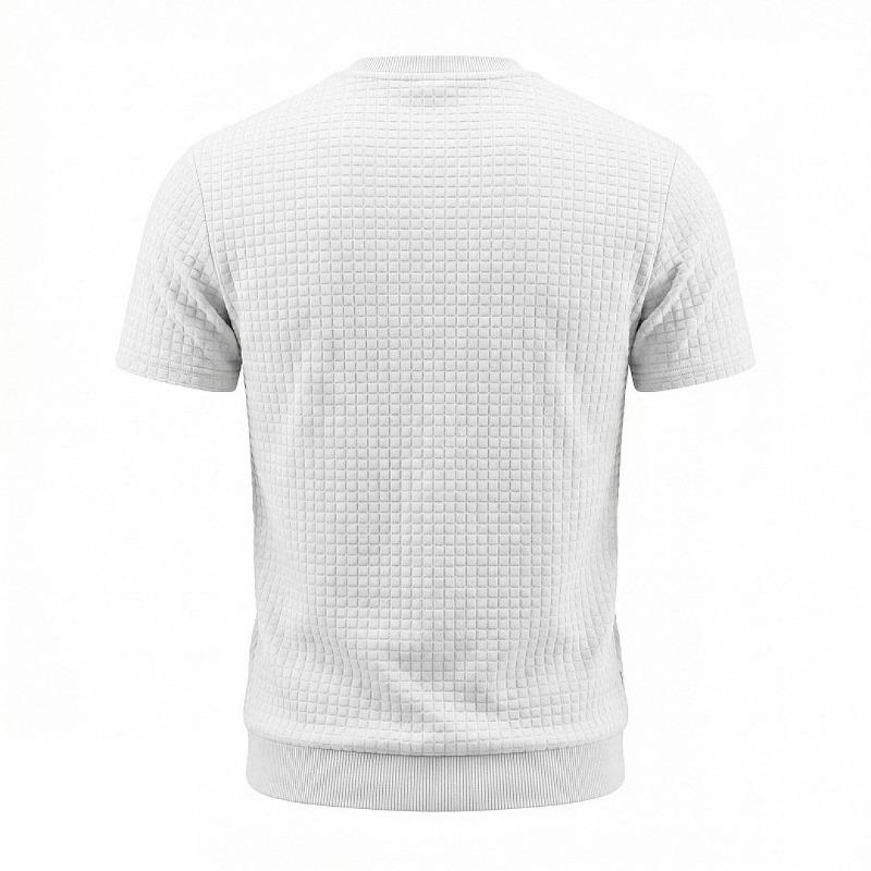 Men Simple Casual Old Money Textured Crew Neck Short Sleeve T Shirt
