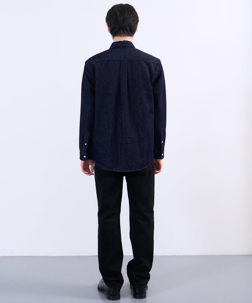 PLAC Non-Fade Long Sleeve Denim Shirt Deep Blue