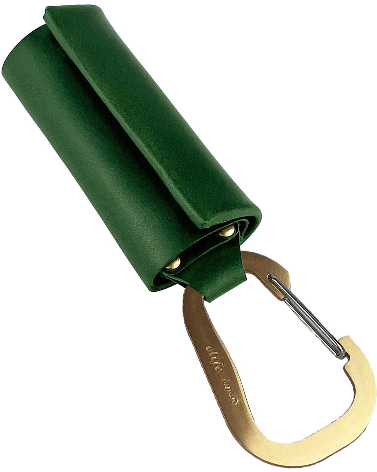 

Cliff Men s Mini Wallet, Compact, Made in Japan, Genuine Leather, Brass (Carabiner - Green)