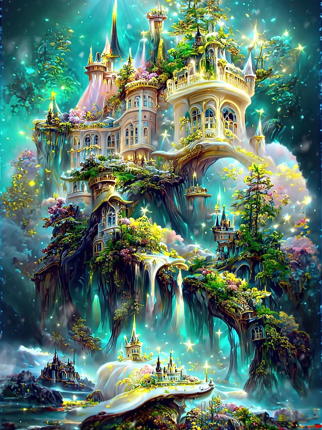 

5D Diy Алмазная вышивка Фэнтезийный замок в лесу Алмазная картина Рукоделие Вышивка крестиком Рукоделие Домашний декор J3420 Full Round 30x40CM