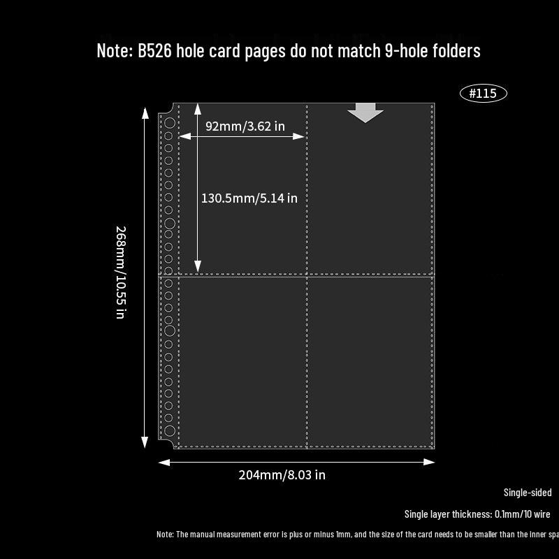 

3, 5, 7-дюймові прозорі сторінки для карток: 6-кільцевий А5 блокнот з можливістю поповнення для маленьких карток, фотографій, листівок - кишені для зберігання А4.