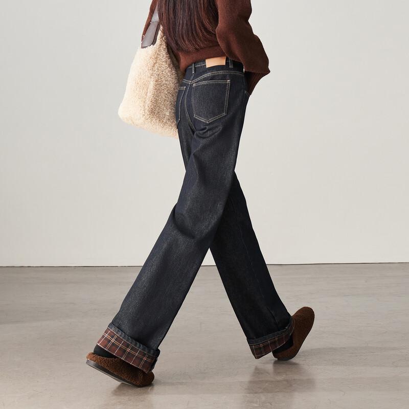 SOFSIL Women's High-Waisted Wide-Leg Winter Jeans