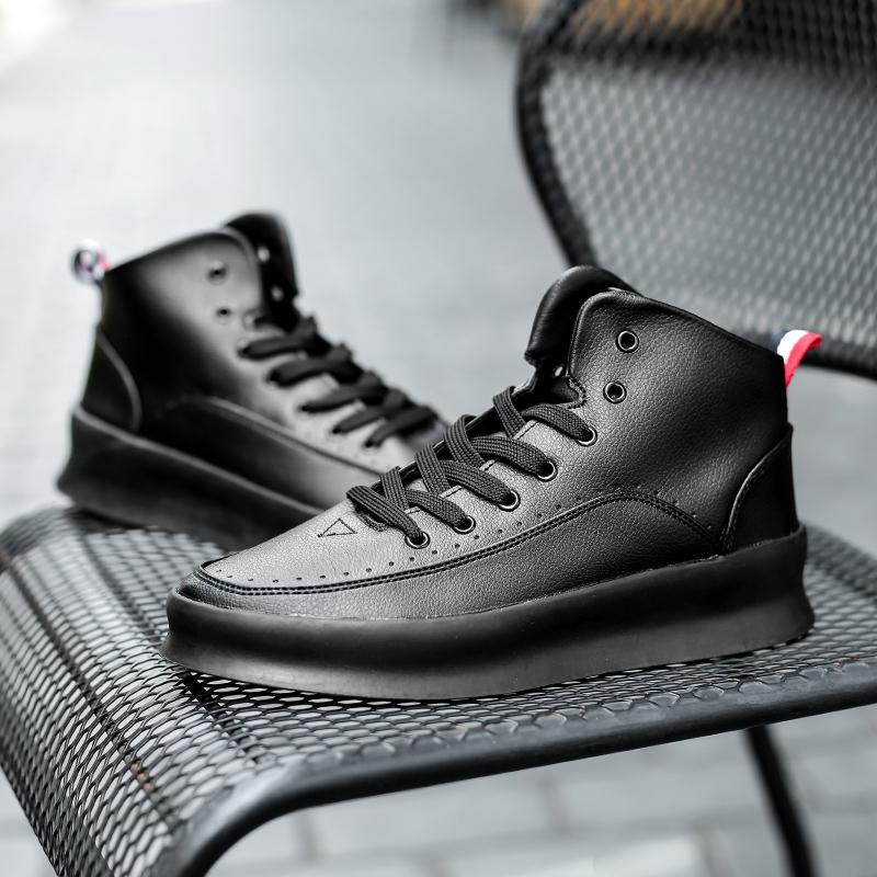 Herren Ganzjahres Trendige High-Top Skate-Schuhe, Rutschfeste Verschleißfeste Dicke Sohle Höhensteigernde Vielseitige Lässige Sportschuhe