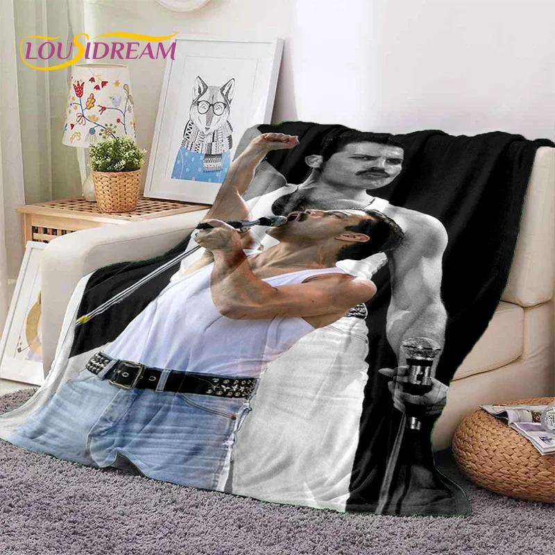 Klassiker Queen-Rockband Freddie Weiche Flanelldecke für Betten Schlafzimmer Sofa Picknick, Überwurfdecke zum Zudecken Outdoor-Freizeit Geschenk