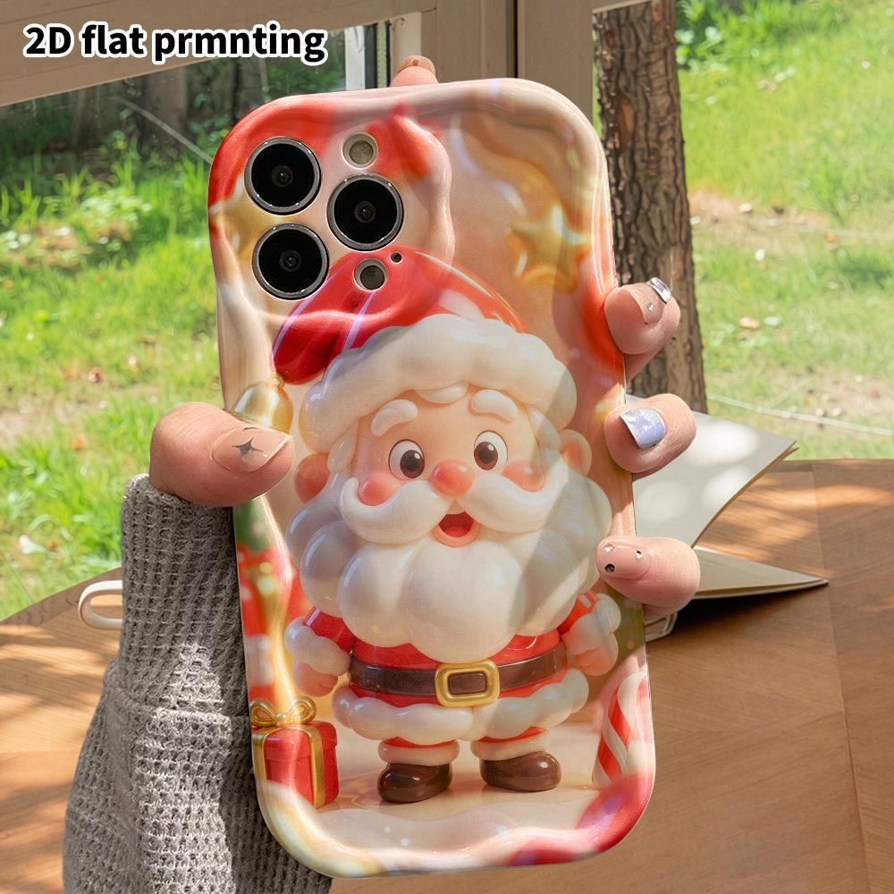Phone Case: 2D flat design suitable for iPhone 18 17 16 15 14 13 Pro protective case, cartoon Santa Claus, perfect Christmas and Halloween holiday gif