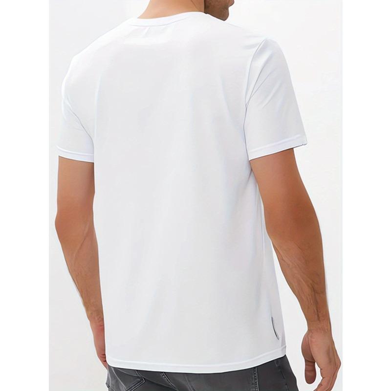Men's Fashion T-shirt,Skull Handheld Dog Pattern Printed T-shirt, Summer Casual Short Sleeve Round Neck T-shirt, Geometric Printing, Machine Washable