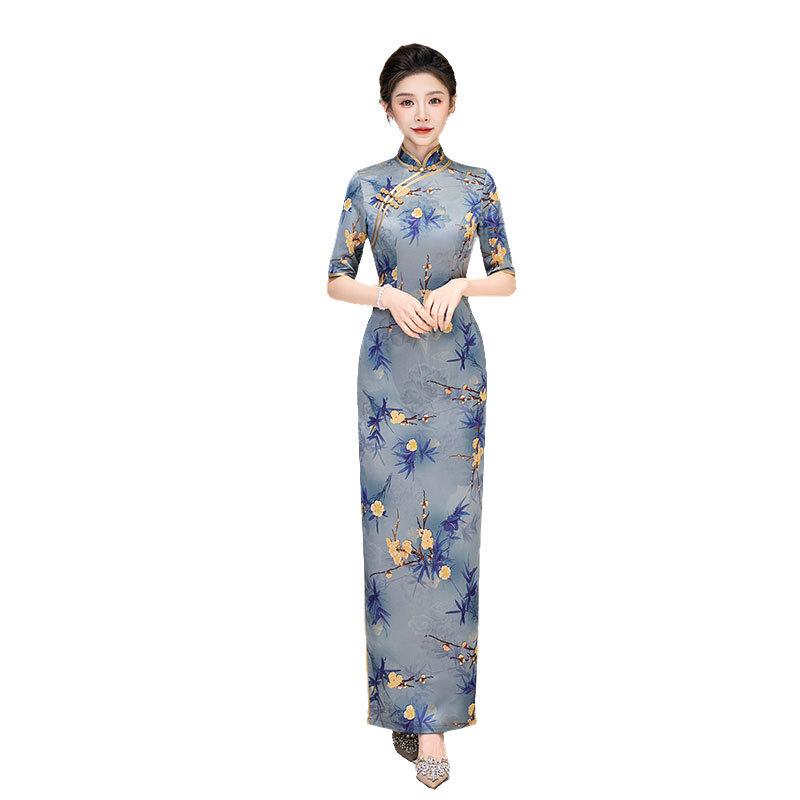 New Chinese cheongsam skirt, improved version of retro Republic of China style dress, elegant temperament, slim and thin cheongsam dress