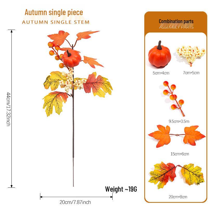 Autumn Harvest Pumpkin & Maple Leaf Vase Arrangement - Artificial Thanksgiving Decoration Art.