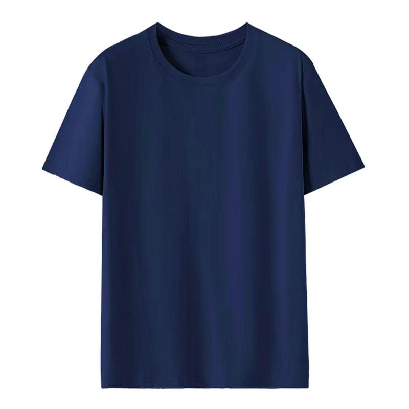 Pure cotton T-shirt women's round neck short-sleeved T-shirt logo advertising shirt group clothing trendy brand women's top solid color clothes