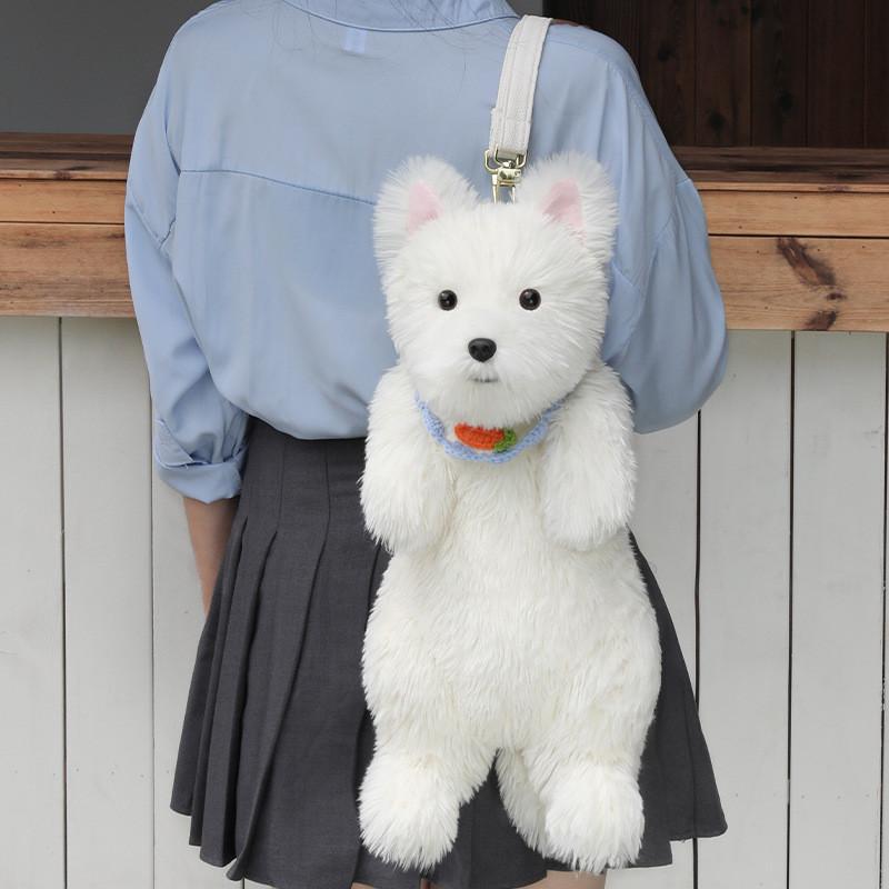 West Highland White Terrier Dog Doll Backpack Cute Girl Decorated Bags Shoulder