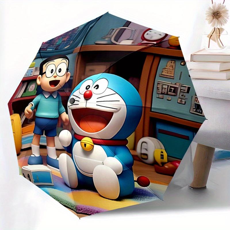 Doraemon Nobita Automatic Open/close Umbrella, Heavy-Duty Iron Frame, Folding Portable Design, Travel, Everyday Use 211