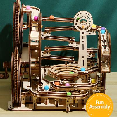 3d Wooden Puzzle Building Model Kits Marble Runs Mechanical Puzzles Self Assembly Toy STEAM Educational Toys for Kids Adult Gift