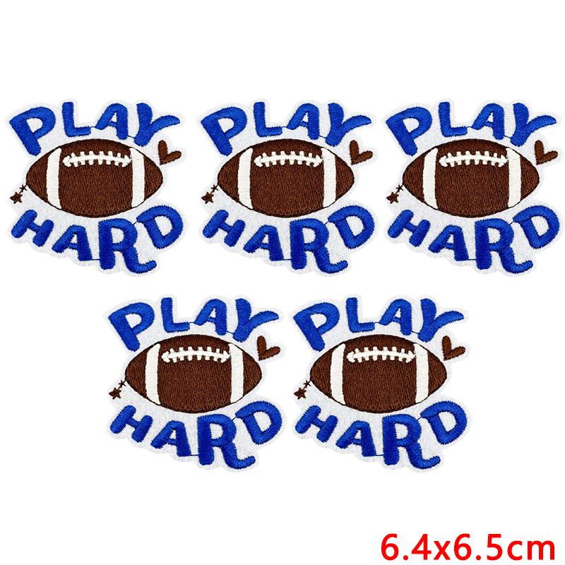 10pcs Cartoon Iron On Patches For Clothing Diy Rugby Game Day Embroidery Patch On Clothes Jackets Sew Applique Stickers Badge