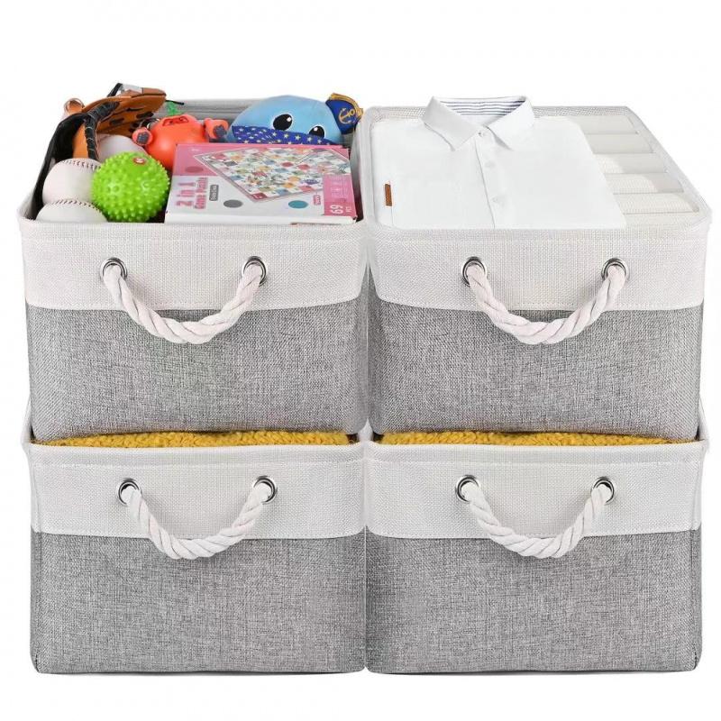 Foldable Storage Cube Organizer Box with Rope Handle Fabric Foldable Storage Basket for Shelves And Closets - Home Organization