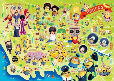 Yanoman [Hergestellt in Japan] 500-Teile Puzzle Minions Fieber Karte (38x53cm) 05-1062 Enthält eine Stückwunsch-Postkarte, Klebstoff, einen Spatel, einen Service