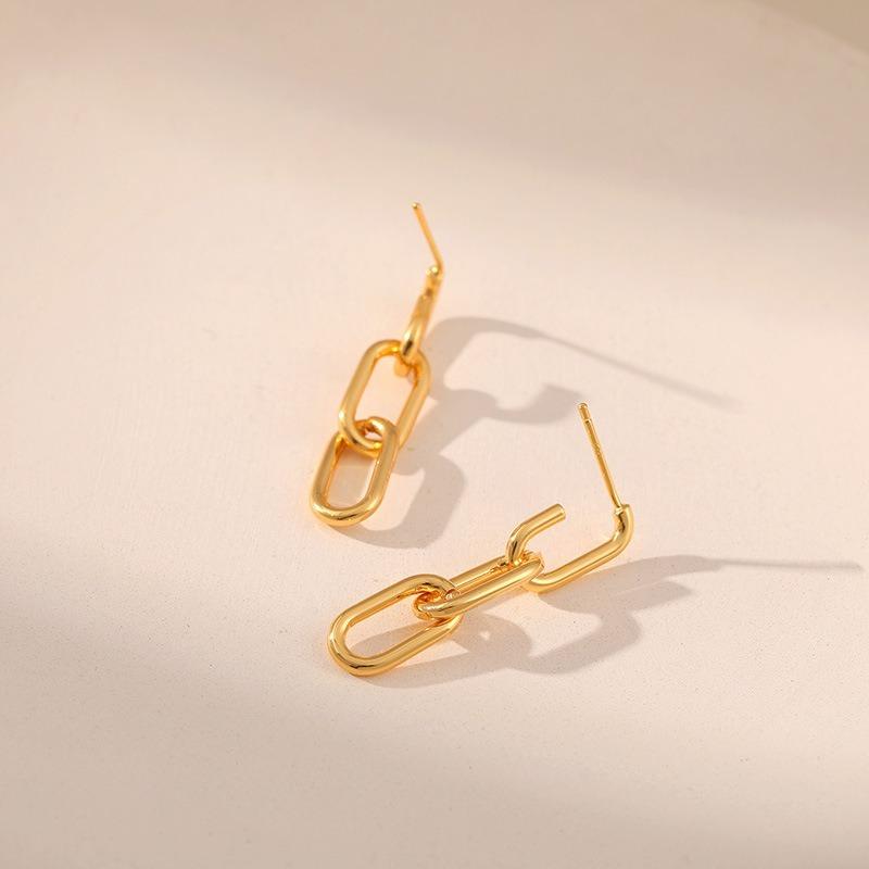 Geometric Minimalist Chain 18k Gold Plated Fashion Earrings For Women
