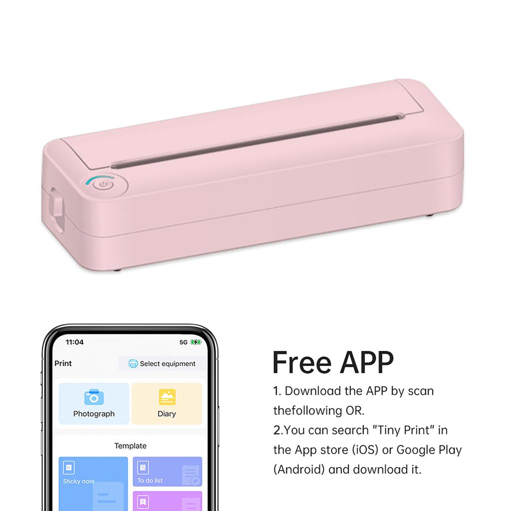 A4 Portable Paper Printer Thermal Printing Wireless BT Connect Compatible with iOS and Android Mobile Support 210mm Wide